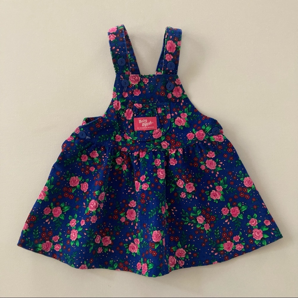 Vintage USA Oshkosh 18 Months Baby Girl Floral Overall Dress